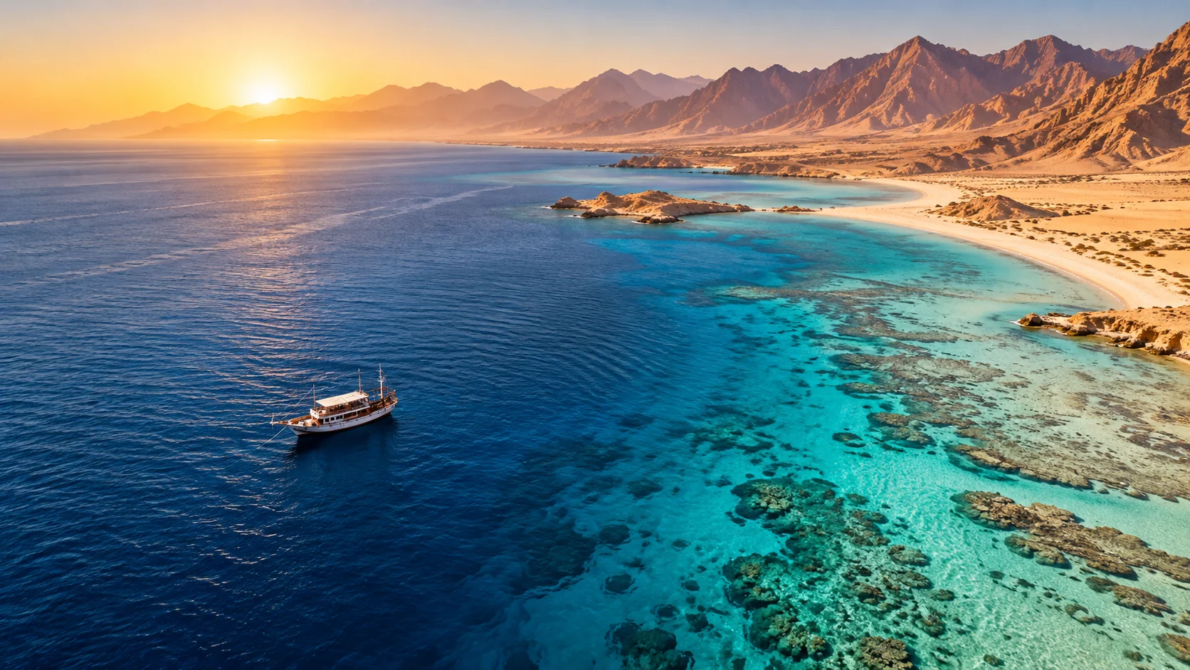 Küste am Roten Meer bei Sonnenaufgang